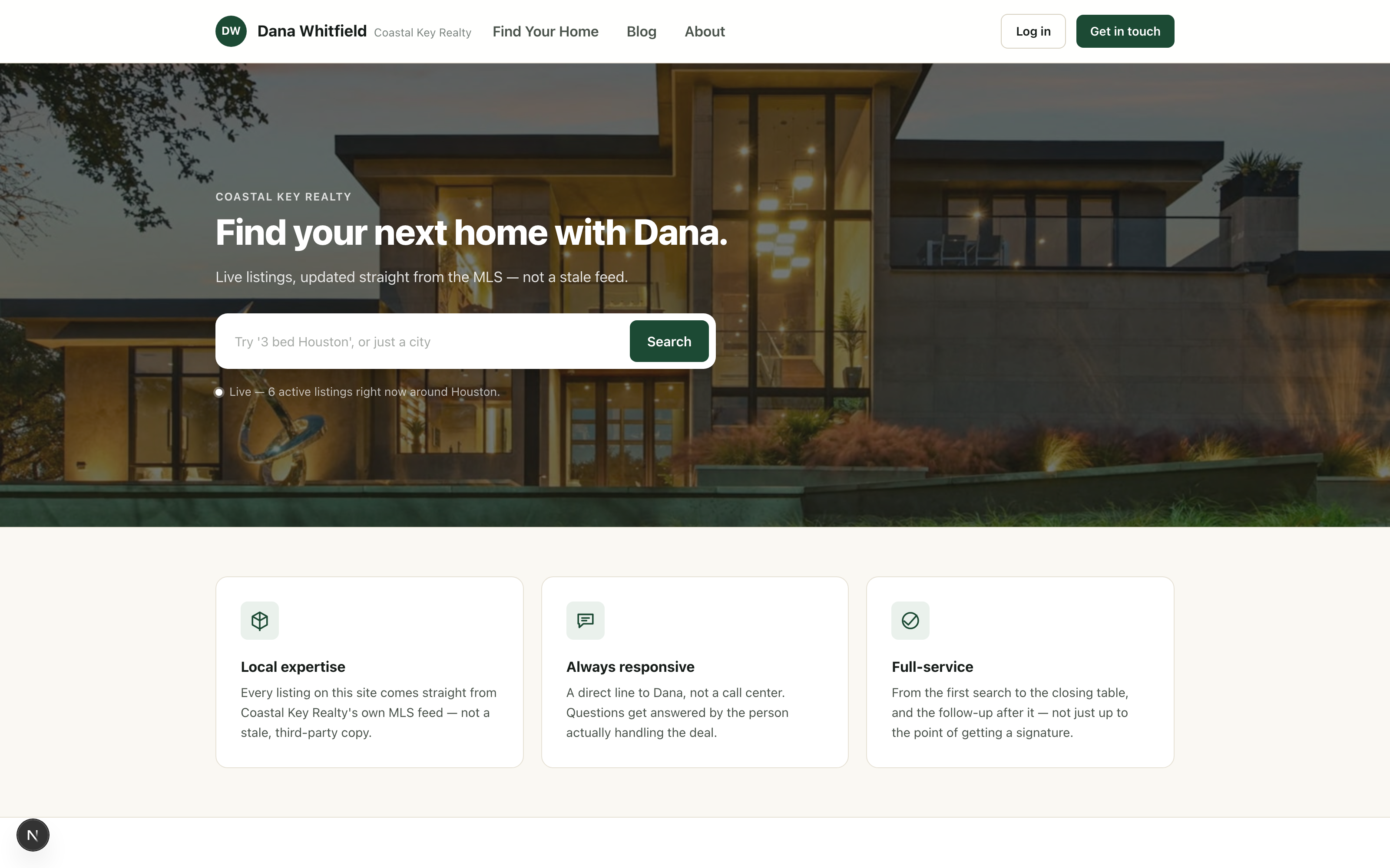 An agent's live public site with MLS search